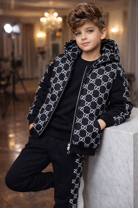 ست بلوز شلوار LV +پافر کلاه دار