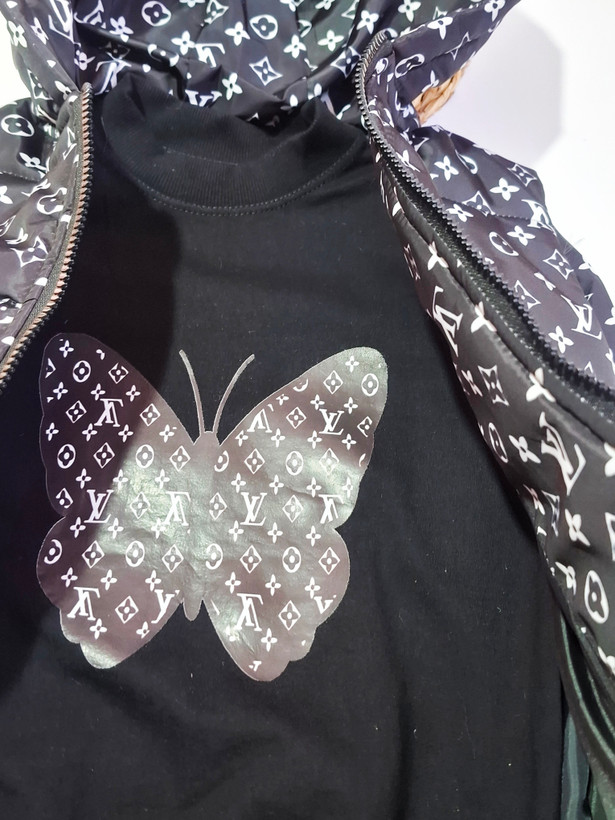 ست بلوز شلوار LV +پافر کلاه دار
