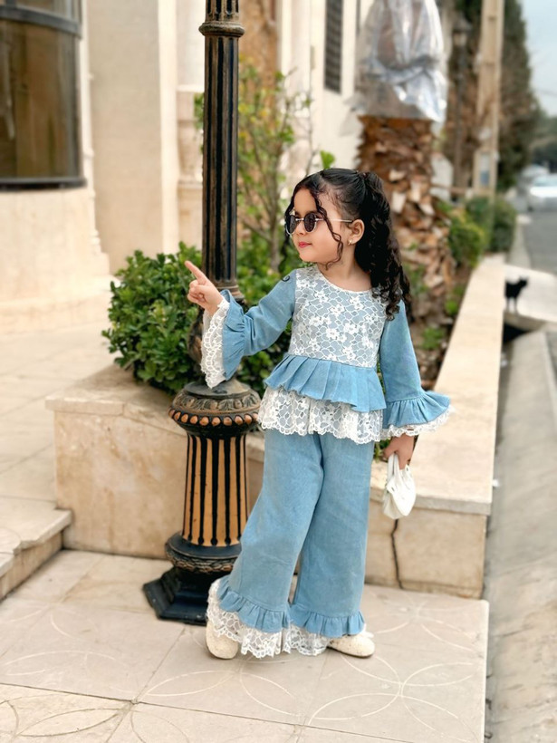ست2 تیکه جین با دانتل درجه1