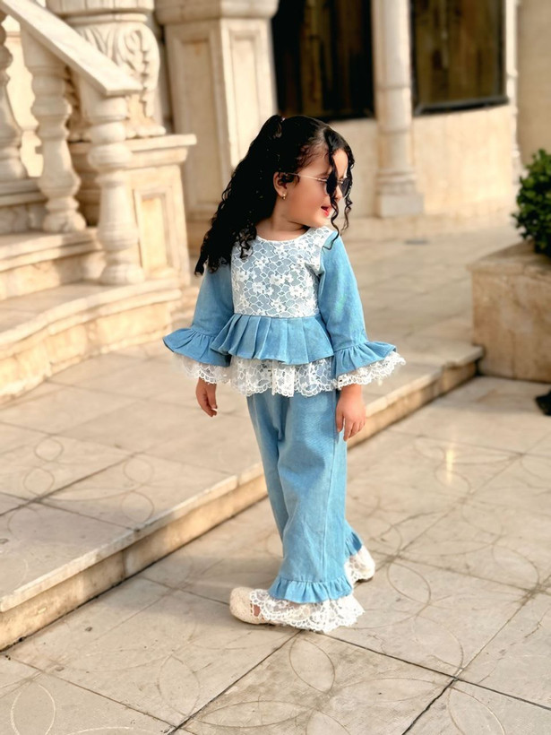 ست2 تیکه جین با دانتل درجه1